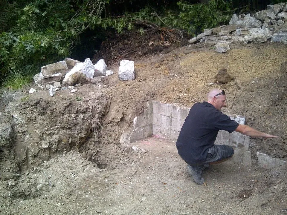 Stonework and landscaping in progress